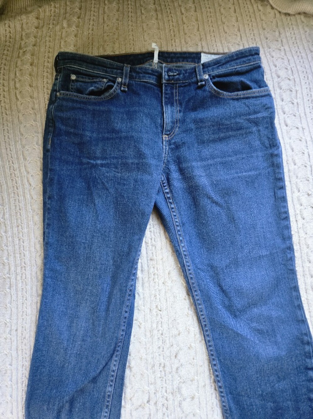 Rag And Bone  Blue Denim Jeans with Gold Stitching
